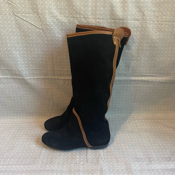 Davos Gomma Ganzo Italy Suede & Leather Flat Knee-High Boots 37 - Picture 3 of 8